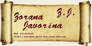 Zorana Javorina vizit kartica